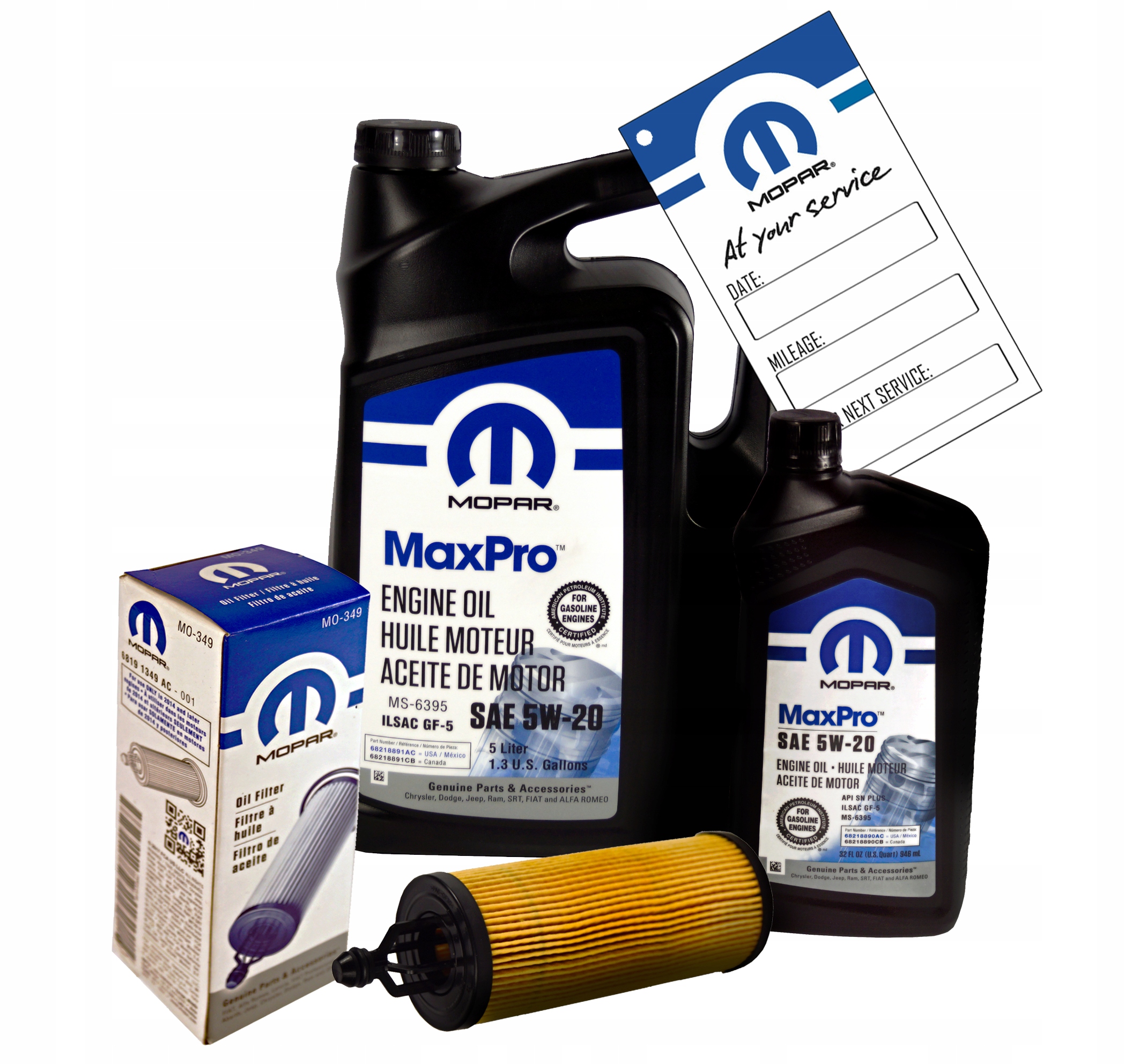 MOPAR MaxPro 5W20 6L + filter MOPAR MO-349 Dodge Durango 3,6 V6 2014-