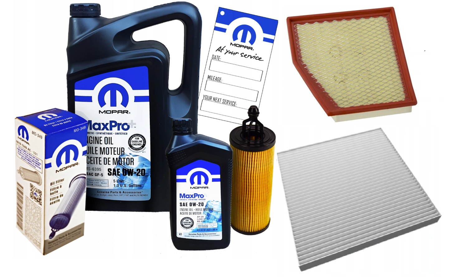 MOPAR MaxPro+ 0W20 5L z filtrami Chrysler Pacifica 3,6 V6 2016-
