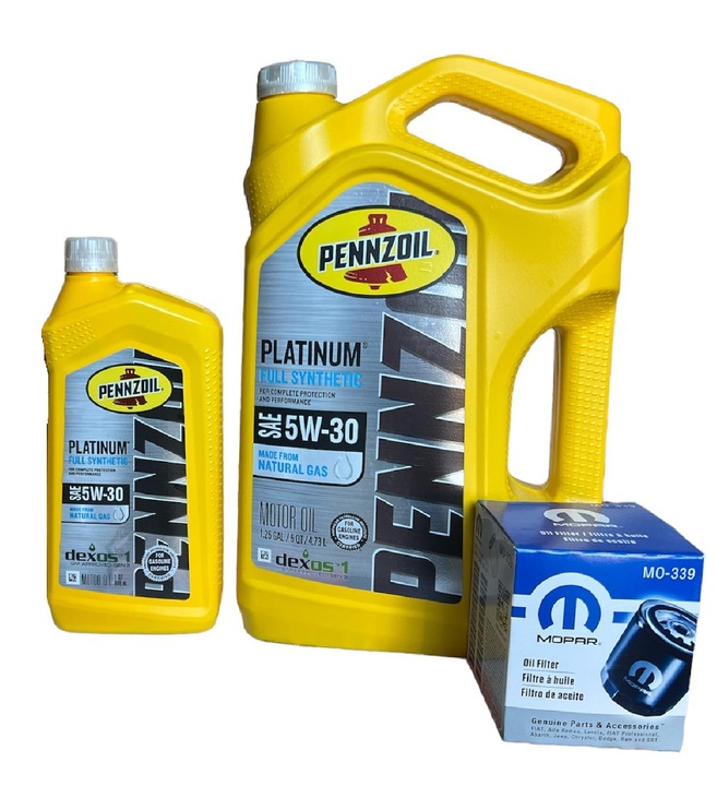 PENNZOIL Platinum 5W30 6L + filtr MOPAR MO-339 Jeep Cherokee KL 2.0T