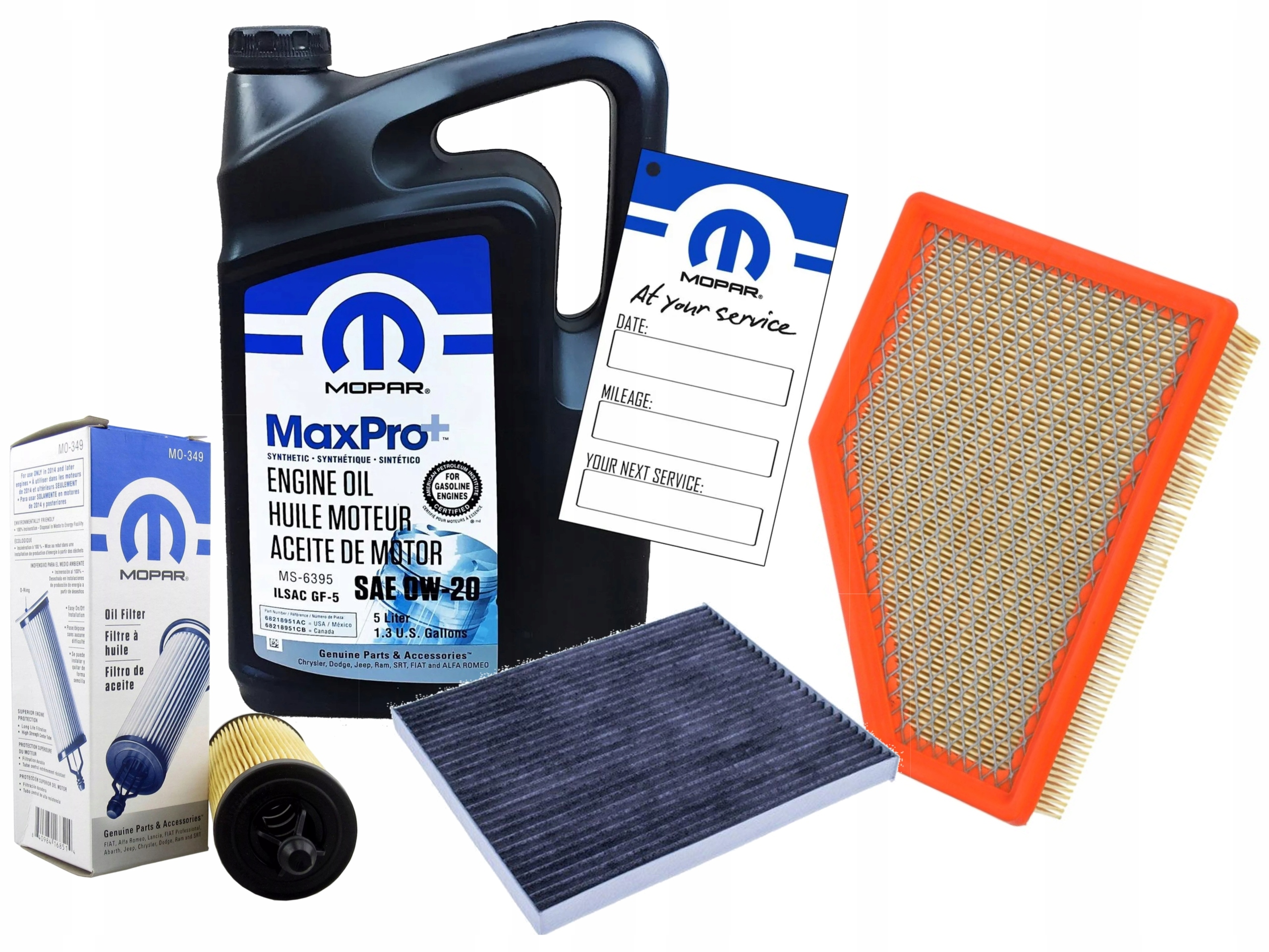 MOPAR MaxPro+ 0W20 5L z filtrami Chrysler Pacifica 3,6 V6 HYBRID 2016-
