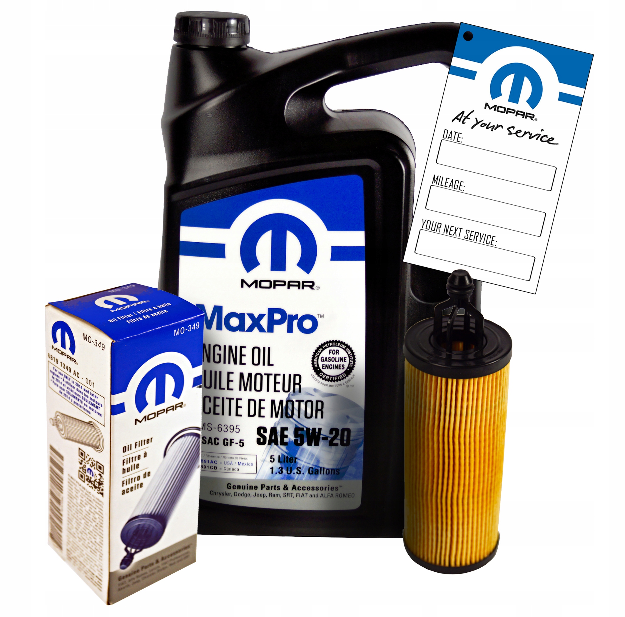 MOPAR MaxPro 5W20 5L + filtr MOPAR MO-349 Jeep Wrangler 3.6 2014-