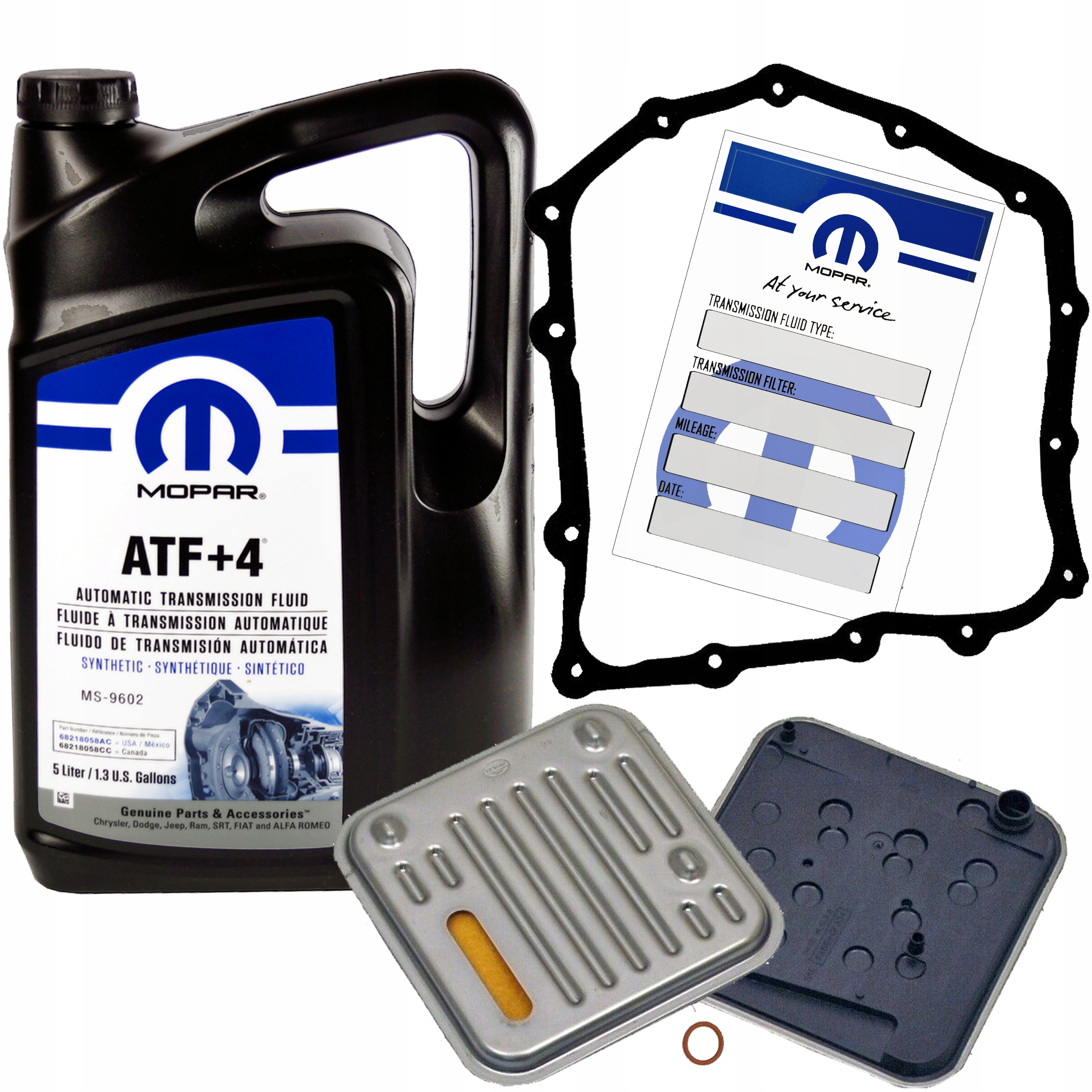 MOPAR ATF+4 5L + 58934 (MOPAR ATF+4 - zestaw serwisowy skrzyni biegów A604 - filtr + uszczelka (4biegowa))