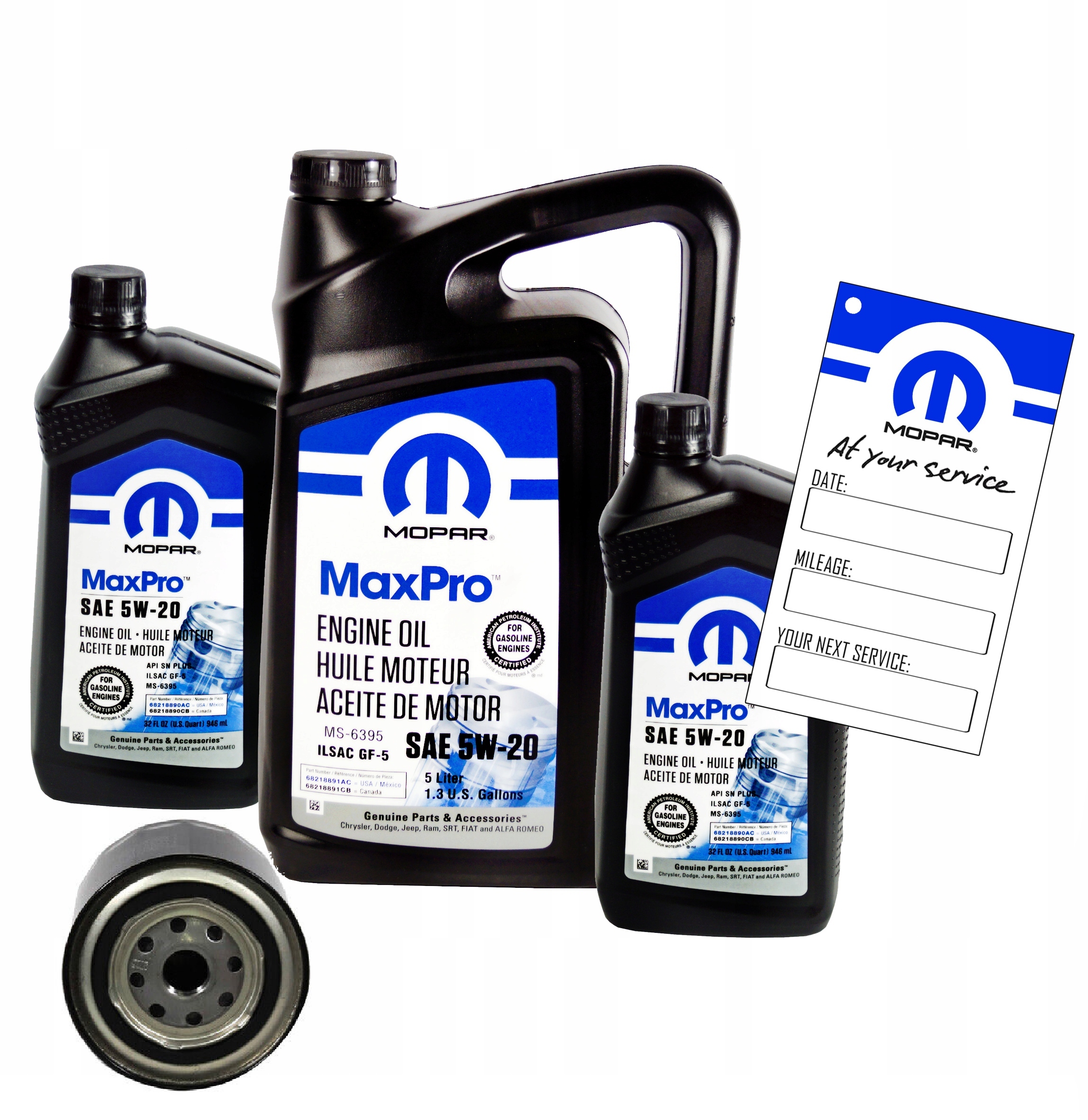MOPAR MaxPro 5W20 7L + filtr MOPAR MO-899 Jeep Grand Cherokee 5.7 V8 2008-2010