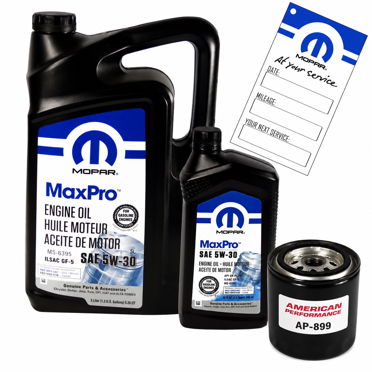 MOPAR MaxPro 5W30 6L + Zamiennik filtra MOPAR MO-899 Jeep Grand Cherokee 4.7 V8 2008-2010