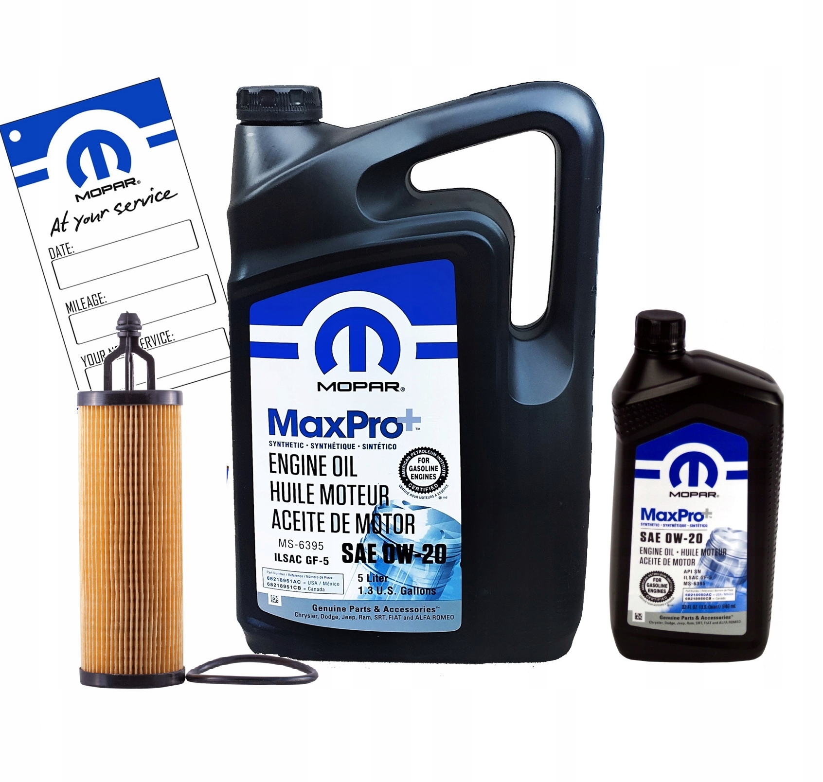 MOPAR MaxPro+ 0W20 6L + Zamiennik filtra MOPAR MO-349 RAM 1500 3,6 V6 2016-