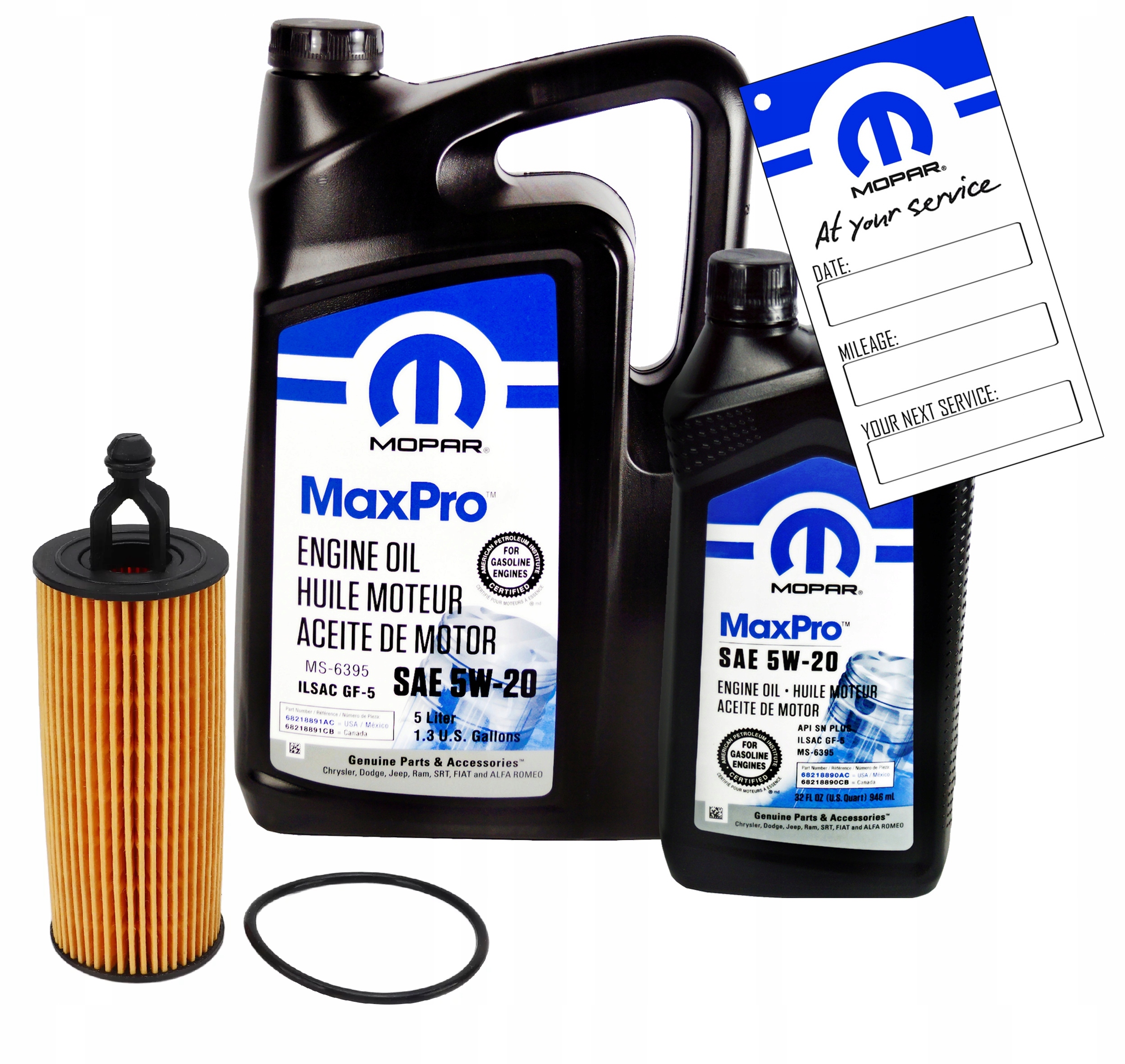 MOPAR MaxPro 5W20 6L + Zamiennik filtra MOPAR MO-349 RAM 1500 3,6 V6 2019-