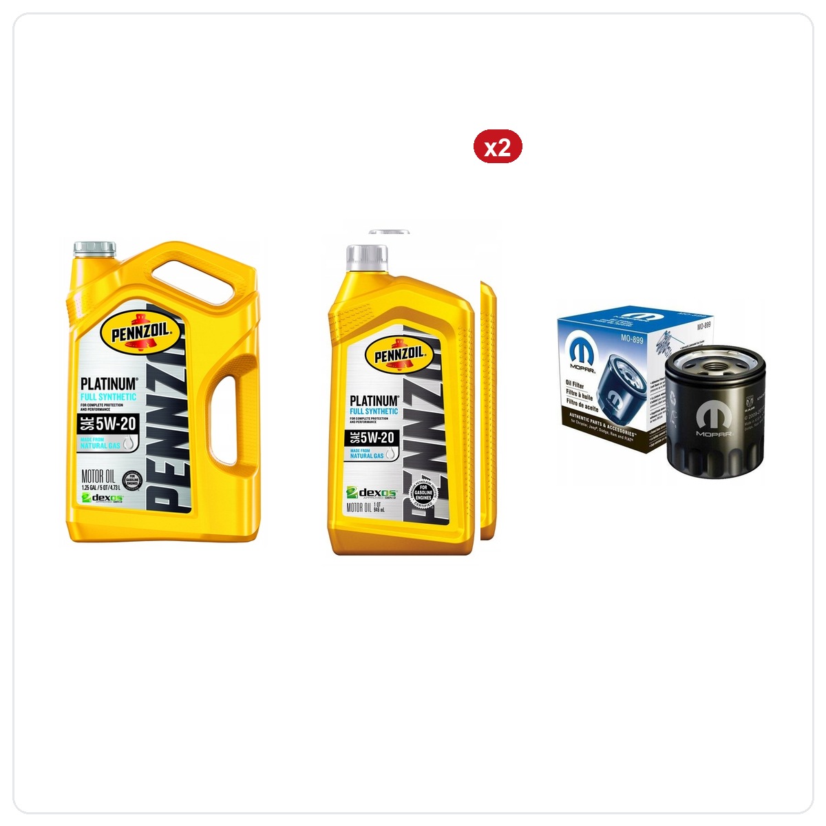 PENNZOIL PyearINUM 5W20 7L+ filter MOPAR MO-339 RAM 1500 5.7 V8 2008-2013