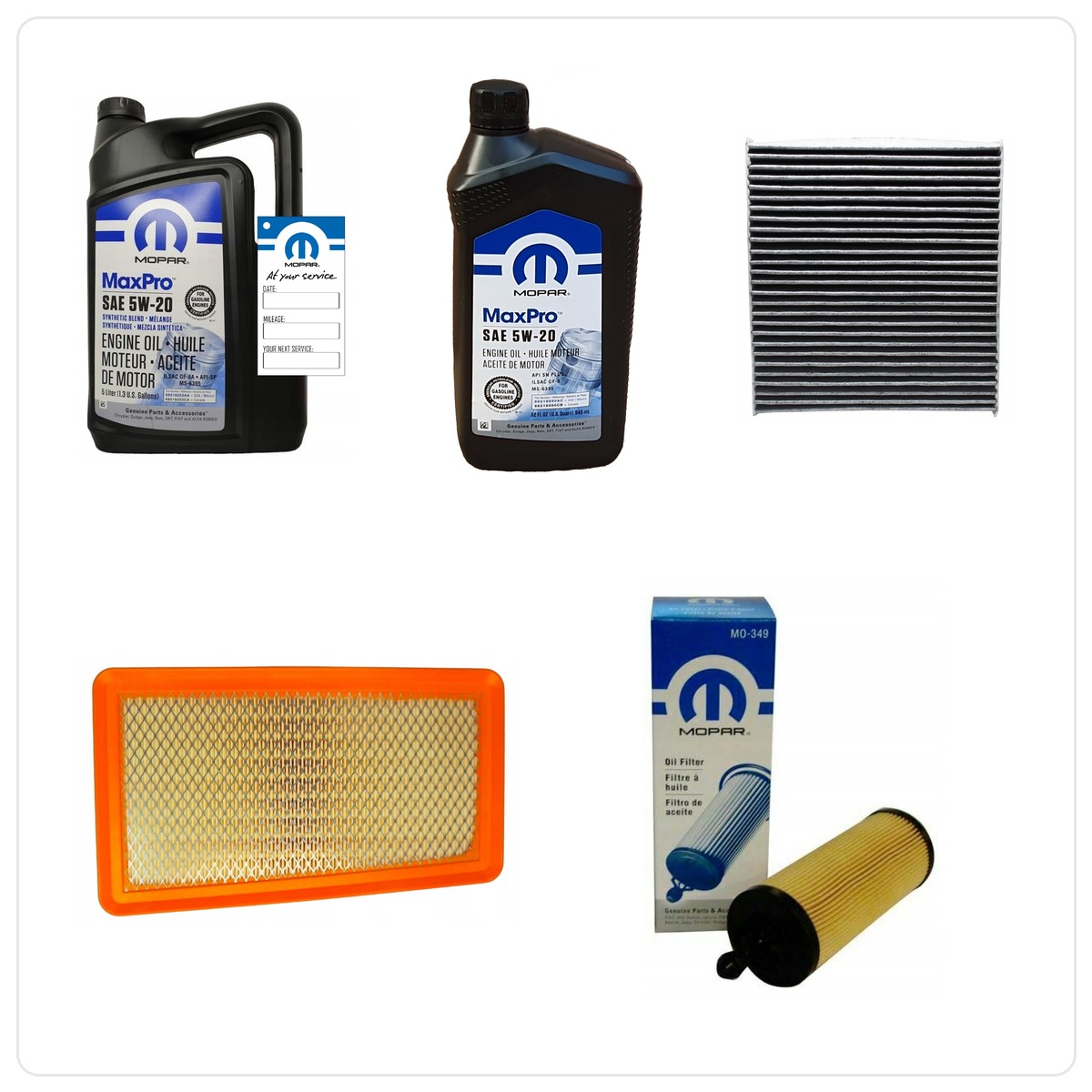 MOPAR oil MaxPro 5W20 and filters Chrysler 200 3,6 V6 2015-2017