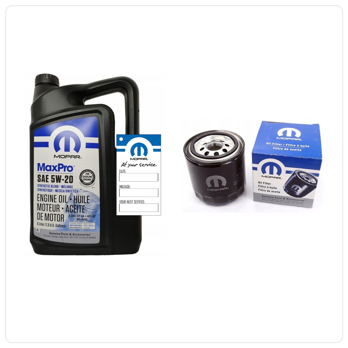MOPAR MaxPro 5W20 5L + Filter MOPAR MO-339 Jeep Compass 2.4 L4 2007-2017