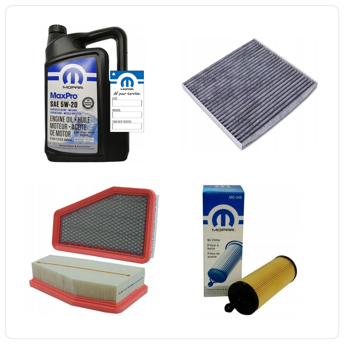 MOPAR MaxPro 5W20 5L with filters oil, air i cabin Jeep Cherokee 3,2 V6 2019-2023
