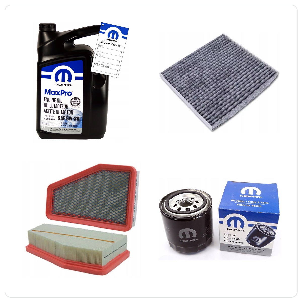 MOPAR MaxPro 5W30 5L with filters oil, air i cabin Jeep Cherokee 2,4 2019-2023
