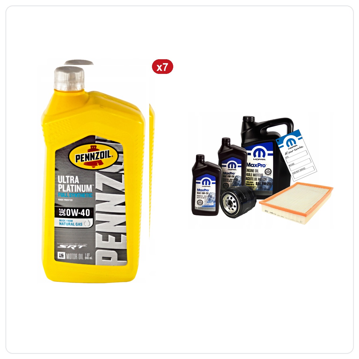 PENNZOIL ULTRA Platinum 0W40 7L + filtr MOPAR MO-899 Dodge Charger 6.1 V8 SRT 2008-2010