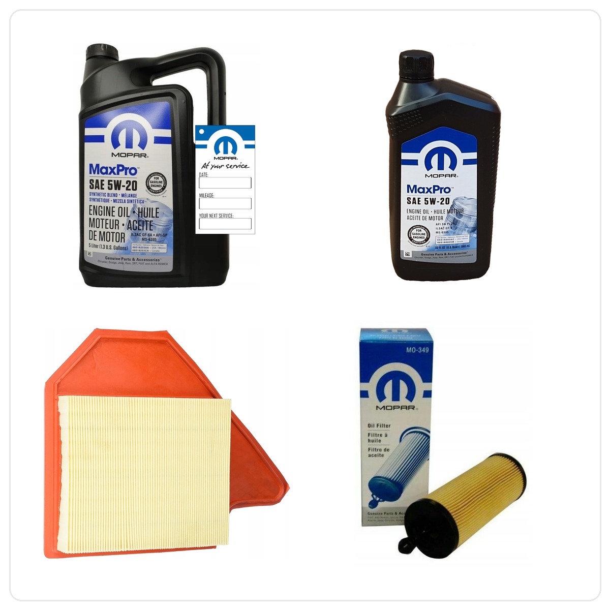 MOPAR MaxPro 5W20 6L + Filter MOPAR MO-349 + Luftfilter Dodge Grand Caravan 3.6 V6 2014-2020