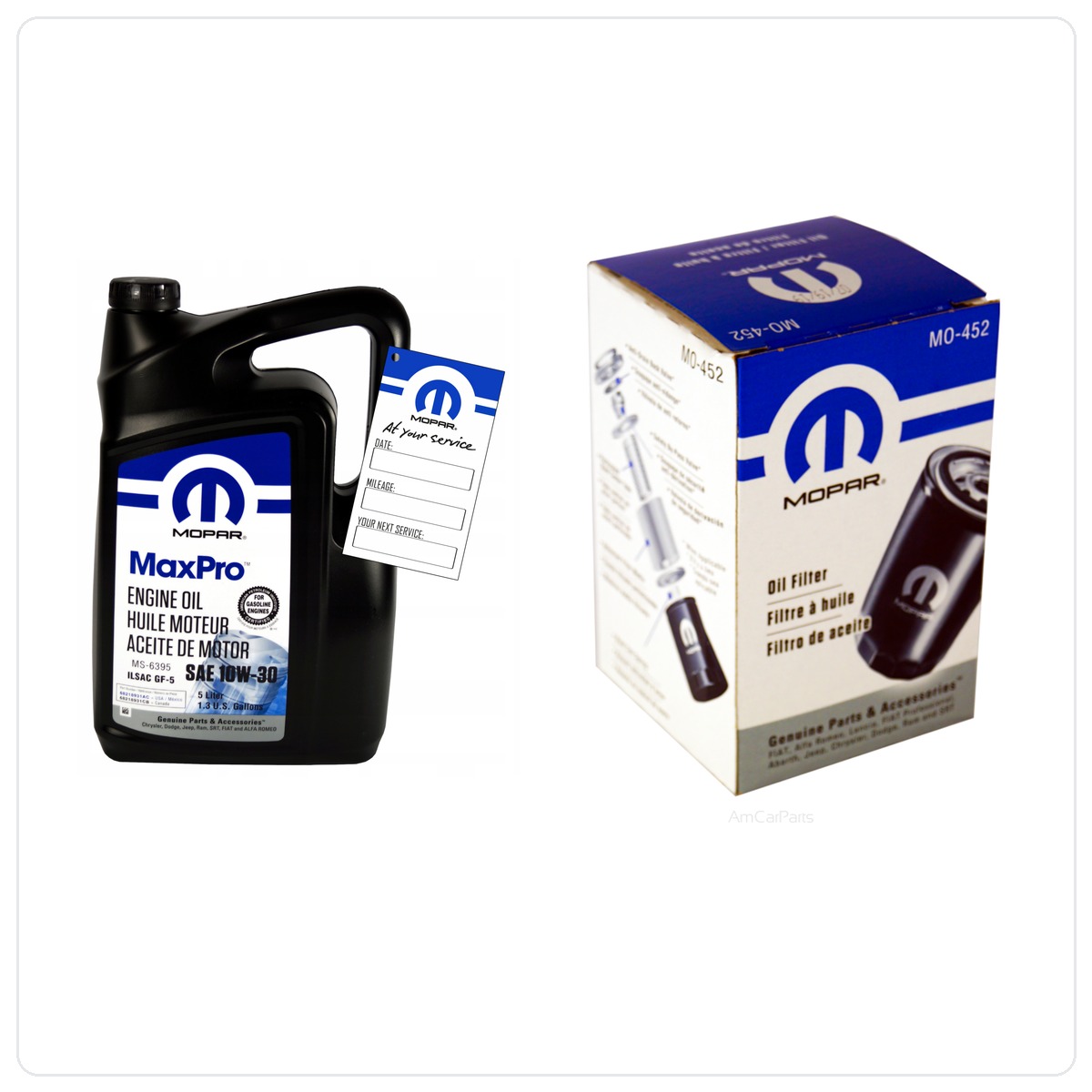MOPAR MaxPro 10W30 5L + Filter MOPAR MO-452 Jeep Cherokee 3.7 V6 2002-2008