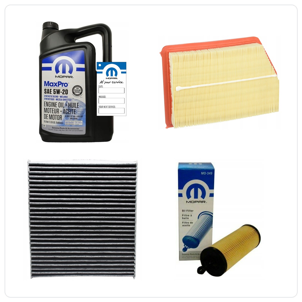 MOPAR MaxPro 5W20 5L with filters oil, air i cabin Jeep Cherokee 3,2 V6 2014-2018
