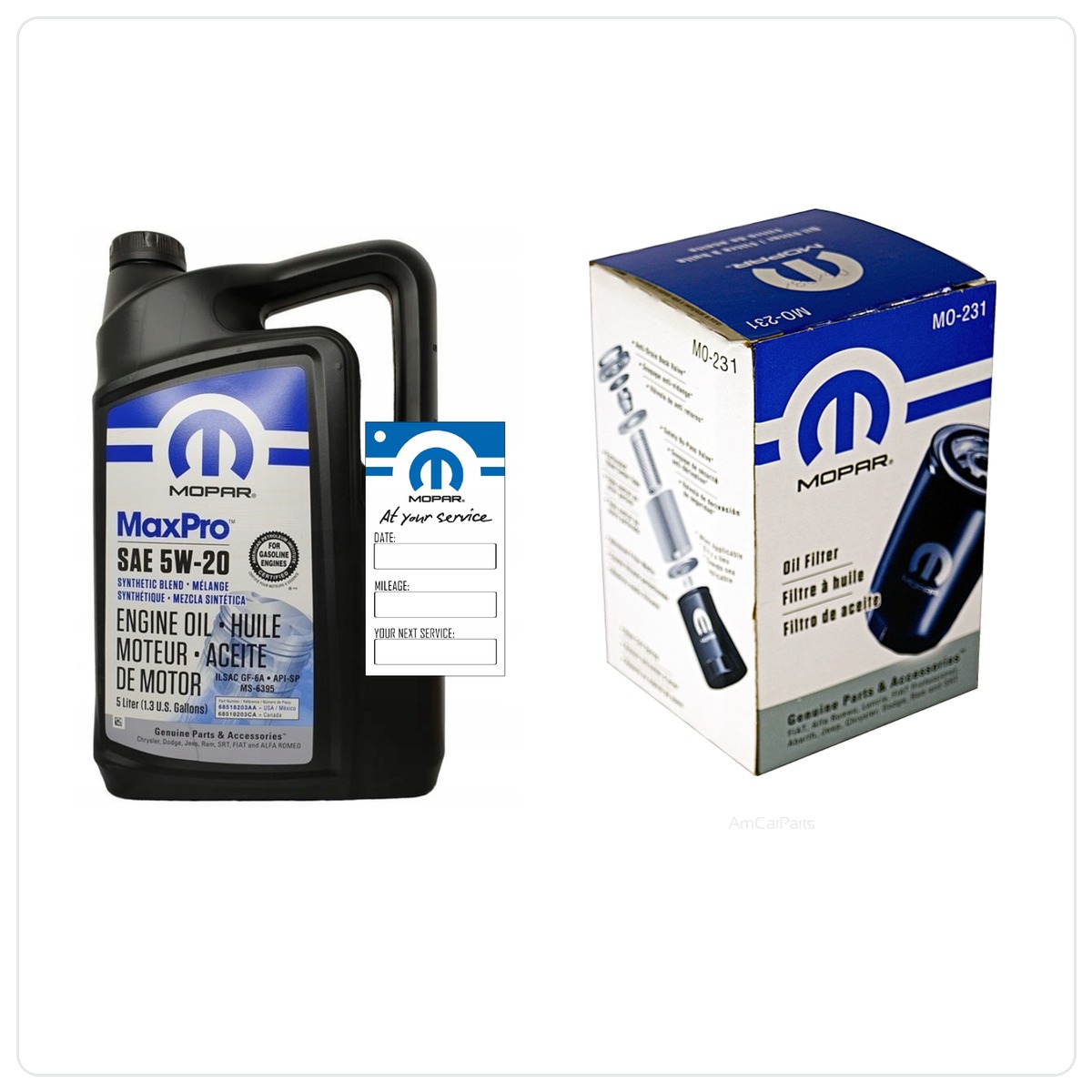MOPAR MaxPro 5W20 5L + filtr MOPAR MO-231 Jeep Commander 3.7 V6 2009-2010