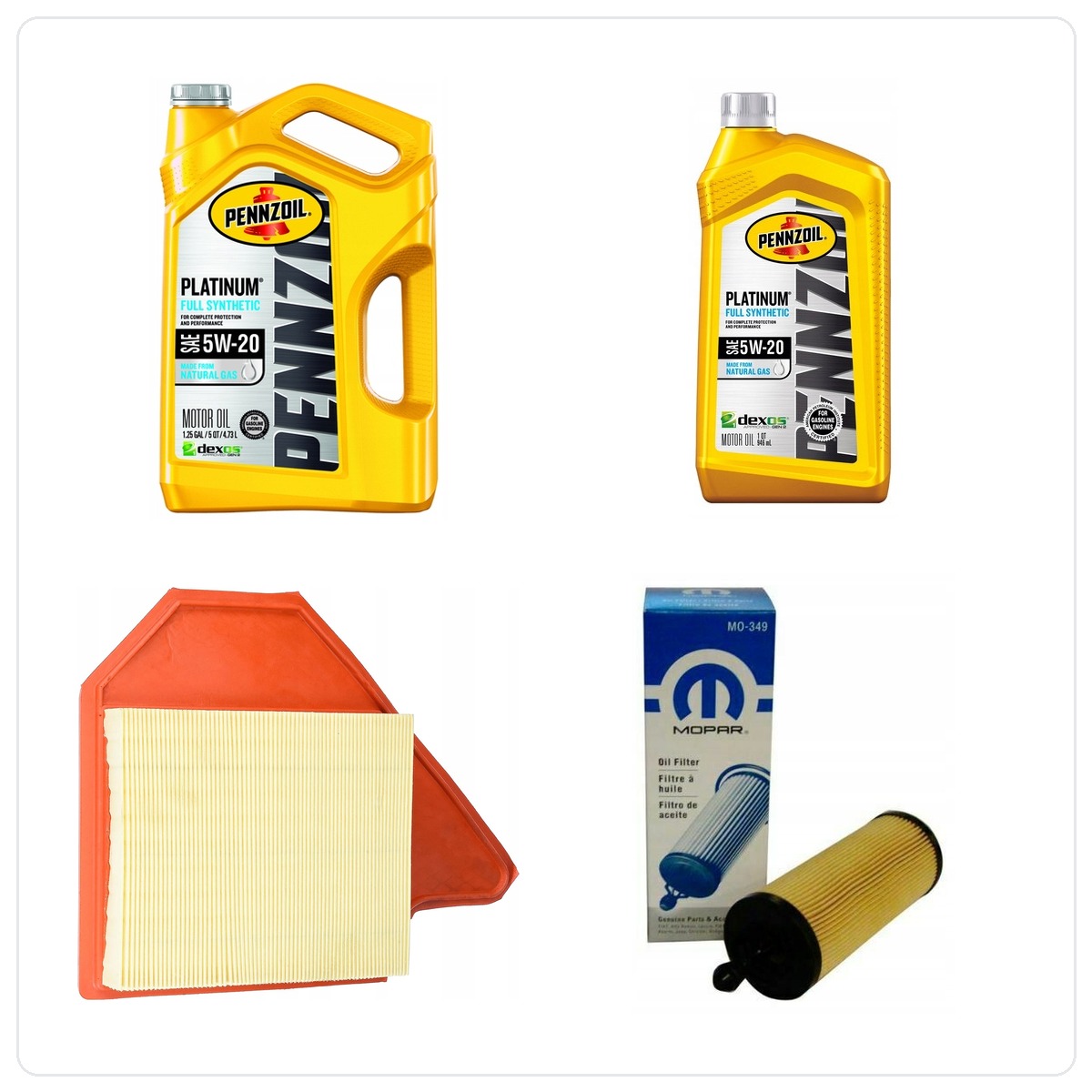 PENNZOIL 5W20 6L + filtr MOPAR MO-349 + filtr powietrza Chrysler Town&Country 3.6 V6 2014-2016