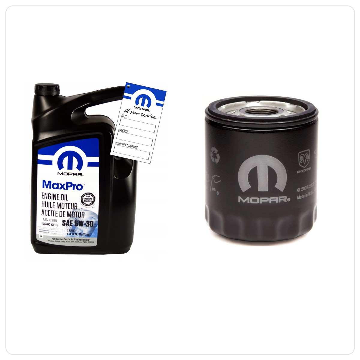 MOPAR MaxPro 5W30 5L + filter MOPAR MO-409 Chrysler PT Cruiser 2.0 L4 16V 2000-2005