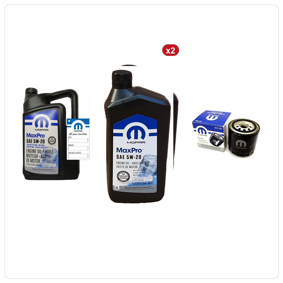 MOPAR MaxPro 5W20 7L + filter MOPAR MO-090 Chrysler Aspen 5.7 V8 2007-2008