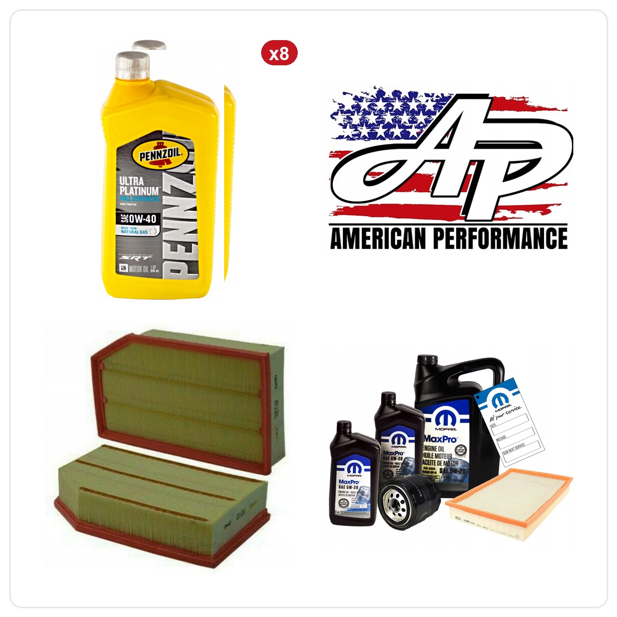 PENNZOIL 0W40 8L + MO-899 z filtrami oleju, powietrza i kabinowym Jeep Wrangler 6.4 V8 2021-2024