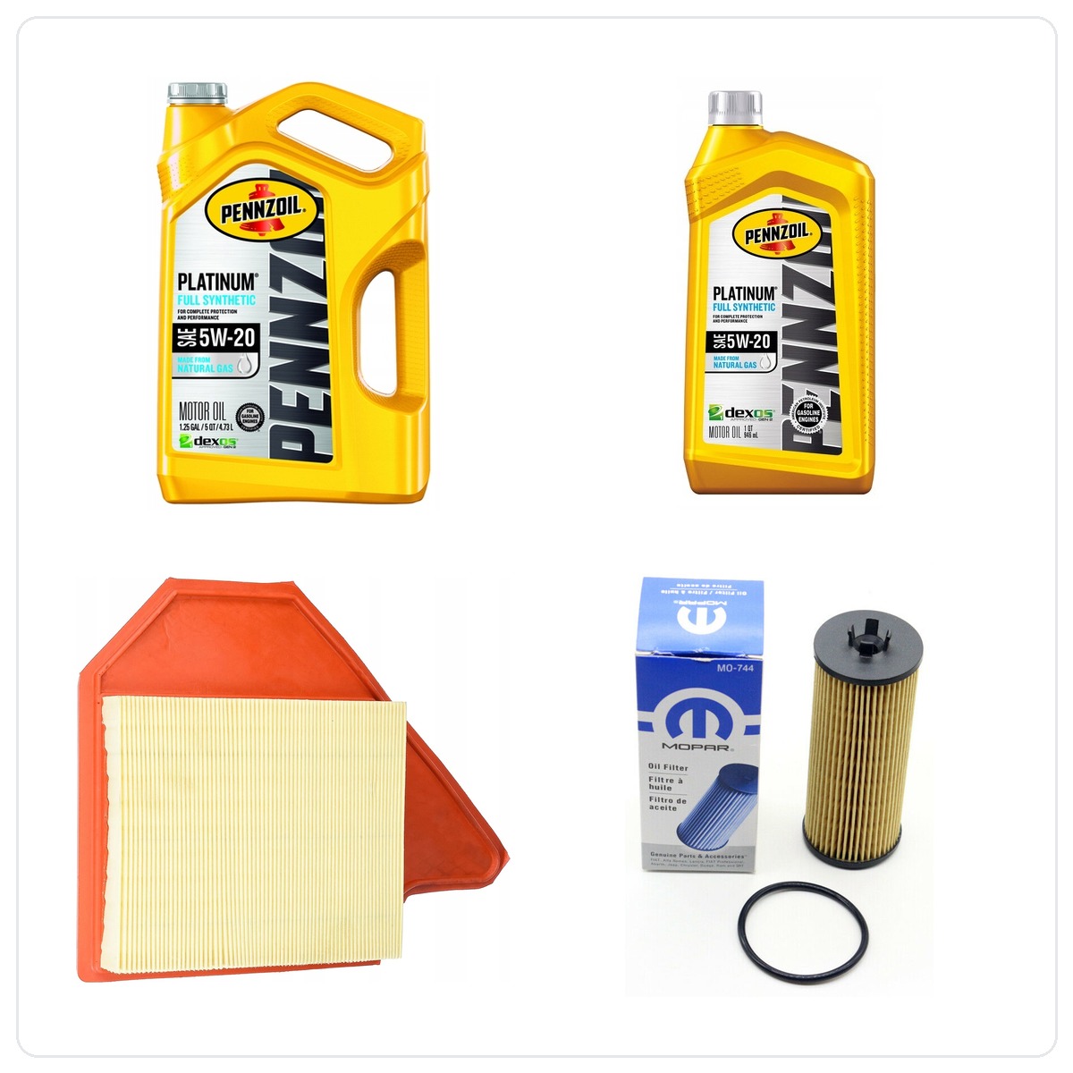 PENNZOIL 5W20 6L + filtr MOPAR MO-744 + filtr powietrza Chrysler Town&Country 3.6 V6 -2013