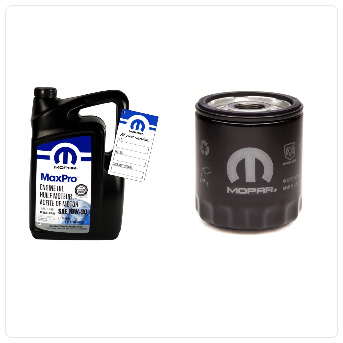 MOPAR MaxPro 10W30 5L + Filter MOPAR MO-409 Jeep Cherokee 2.4 L4 2002-2005