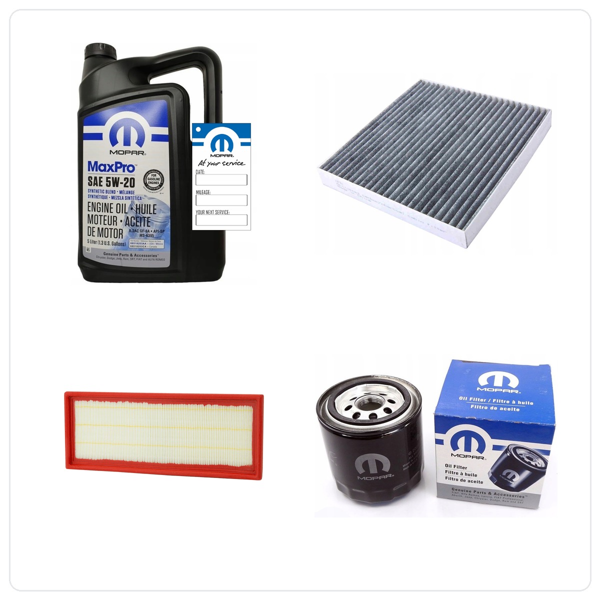 MOPAR MaxPro 5W20 5L mit Filtern Öl, Luft i Innenraum Jeep Compass 2.4 L4 2007-2010