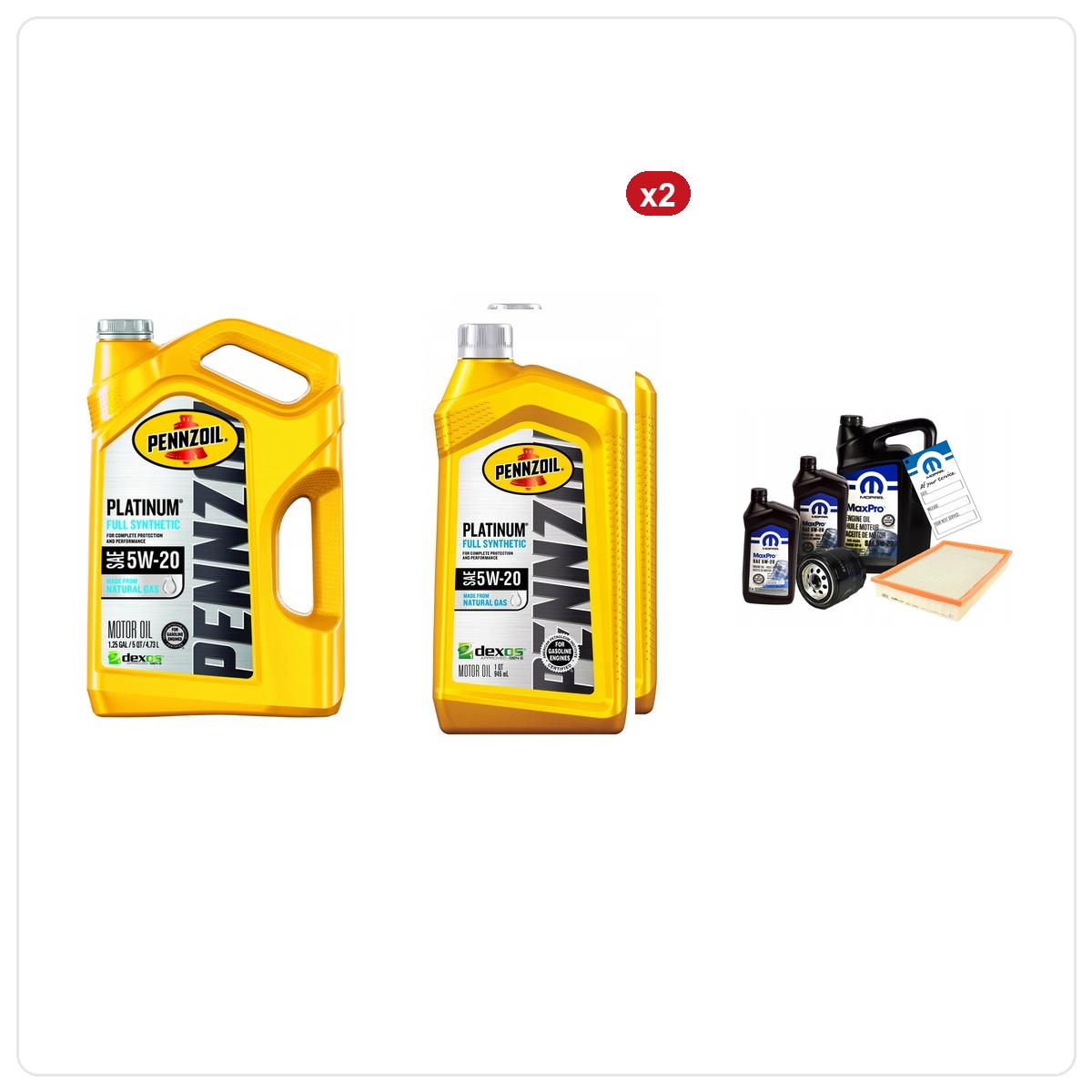 PENNZOIL PLATINUM 5W20 7L+ filter MOPAR MO-899 Dodge Challenger 5.7 V8 2011-2016