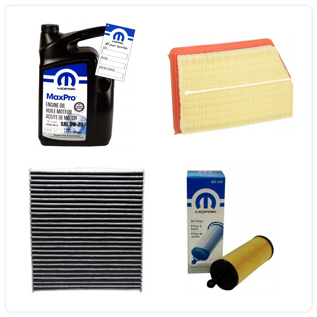 MOPAR MaxPro 5W30 5L with filters oil, air i cabin Jeep Cherokee 3,2 V6 2014-2018