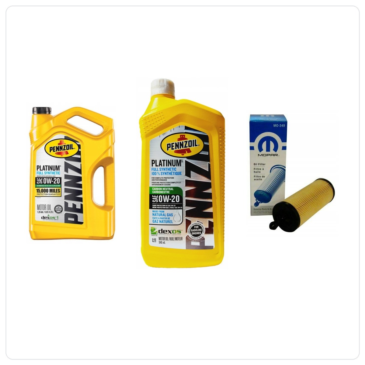 Olej PENNZOIL Platinum 0W20 oraz oryginalny filtr Chrysler 200 3,6 V6 2014