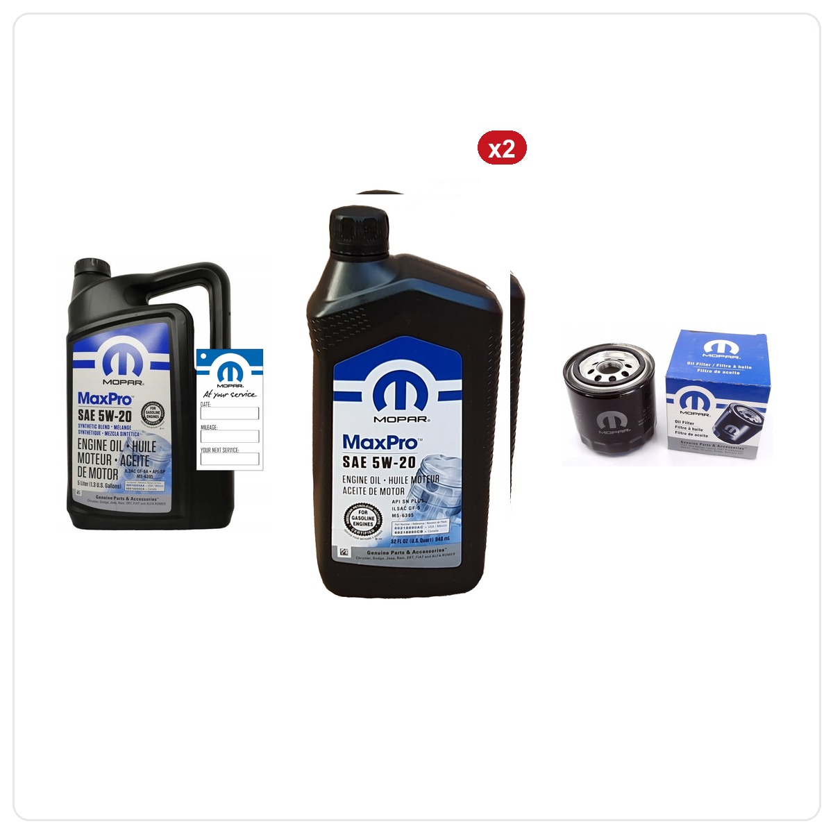 MOPAR MaxPro 5W20 7L + filter MOPAR MO-339 Dodge Challenger 5.7 V8 2016-2025